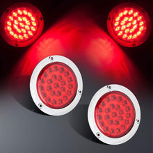 LIMICAR 4" Round LED Trailer Tail Light 2PCS 24 LED Stop Turn Signal Brake Marker Running Lights w/Chrome Bezels for Trucks Trailer RV Boat Waterproof