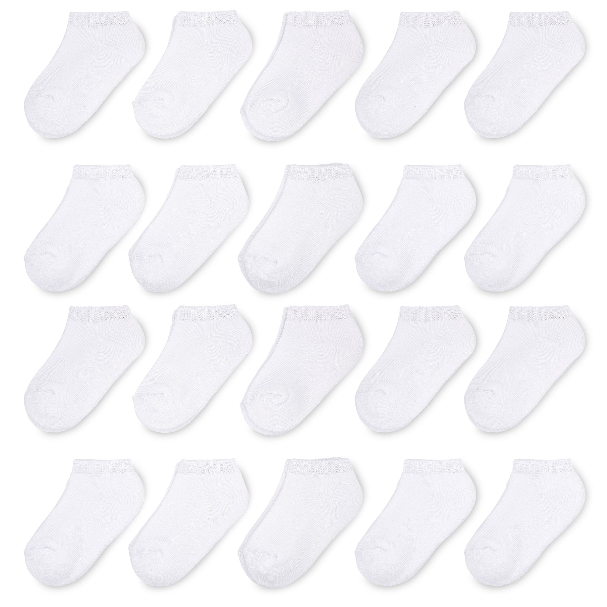 Wonder Nation Baby and Toddler Boys and Girls White Low Cut Socks, 20-Pack