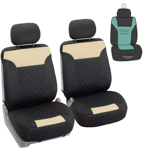 FH Group FB089102 Neosupreme Quality Car Seat Cushions (Beige) Full Set with Gift – Universal Fit for Cars Trucks & SUVs