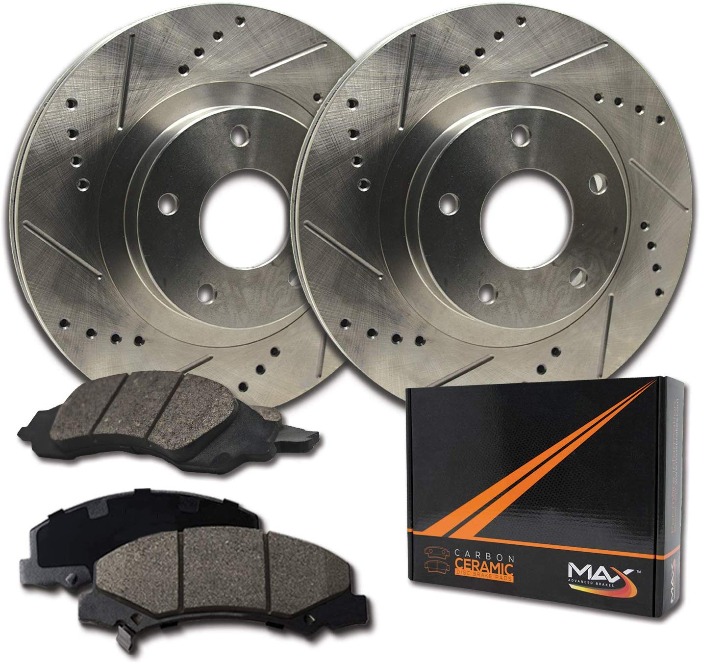 Max Brakes Rear Performance Brake Kit [ Premium Slotted Drilled Rotors + Ceramic Pads ] KT080332 Fits: 2010-2015 Lexus RX350 RX450H | 2011-2015 Toyota Sienna | 2014-2015 Toyota Highlander