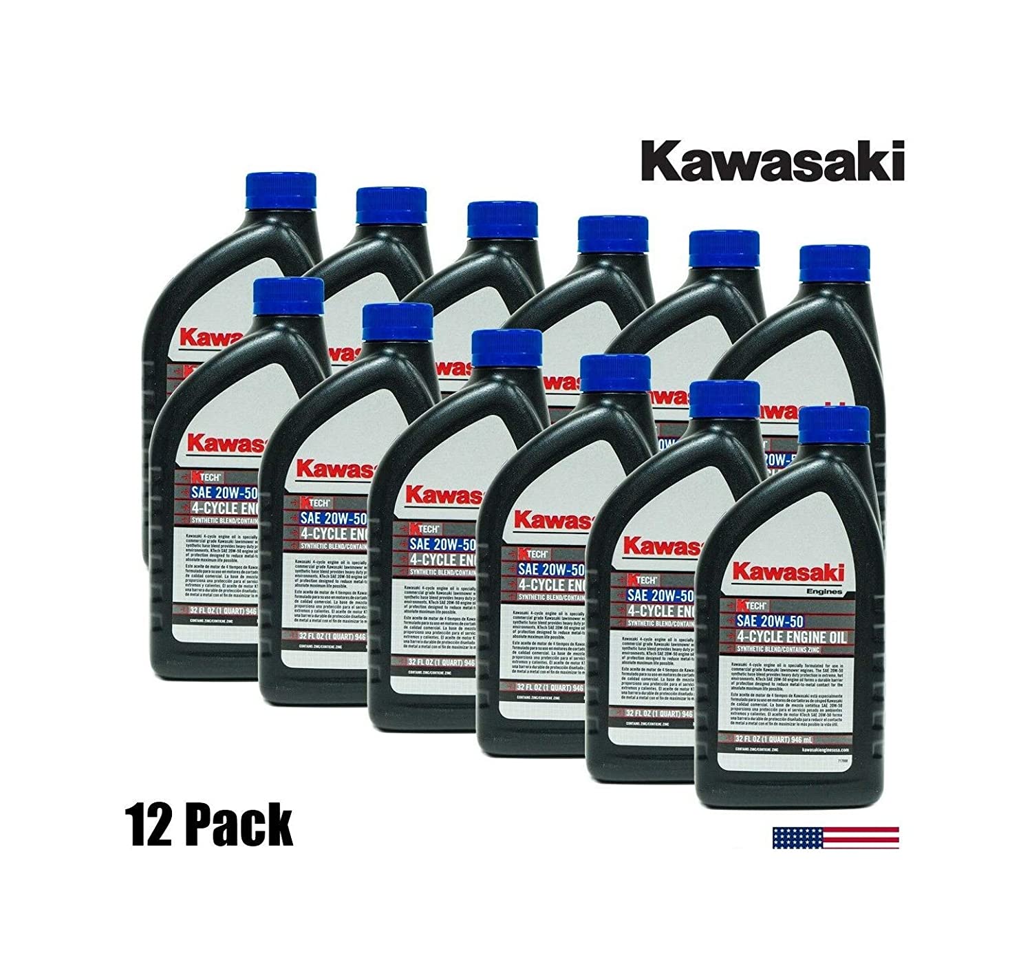 (12-Packs) Genuine OEM Kаwаsаkі 20W50 Motor Engine Oil Quart 4-Cycle K-Tech 99969-6298