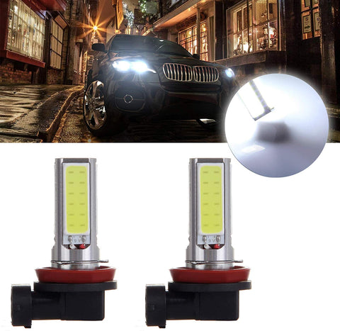 SCITOO White H11 LED Bulbs COB LED Light with Projector for Fog Light Plug and Play Style,2Pcs