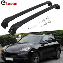 2 Pieces Cross Bars Fit for Porsche Cayenne 2011-2017 Black Cargo Baggage Luggage Roof Rack Crossbars