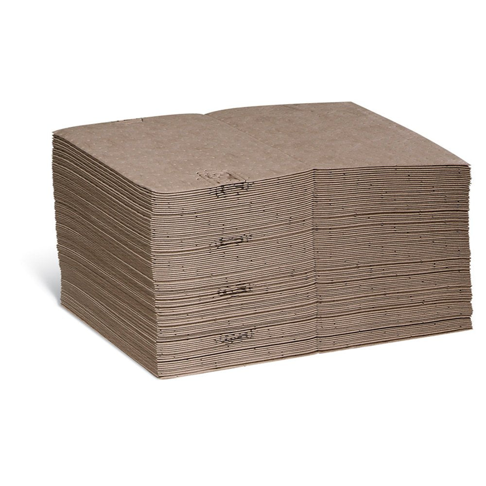 New Pig Brown Oil-Only Absorbent Mat Pad, 21 oz Absorbency Per Pad, Mediumweight, Looks Cleaner for Longer, Absorbs Oils & Fuels, Repels Water, 20