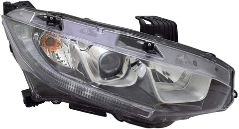 HEADLIGHTSDEPOT Headlight Halogen Right Passenger CAPA Compatible with 2016-2020 Honda Civic Sedan