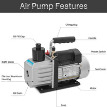 ARKSEN Single Stage 1/2HP Rotary Vane 5CFM Vacuum Pump R410a R134a Refrigerant, Black