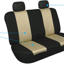 FH Group FH-FB102114 Full Set Classic Cloth Car Seat Covers Beige/Black with F11306 Vinyl Floor Mats - Fit Most Car, Truck, SUV, or Van