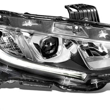 HO2503173 OE Style Passenger/Right Chrome Housing Projector Headlight Lamp Replacement for Honda Civic 16-20