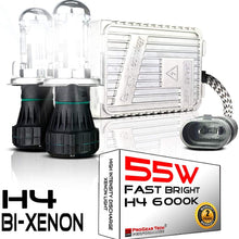 55W Heavy Duty Fast Bright H4 9003 8000K Bi-Xenon Dual Beams AC HID Bulbs bundle with 55W AC Digital Slim Ballast H4/HiLo for 12V NON-CANBUS Vehicles (Iceberg)