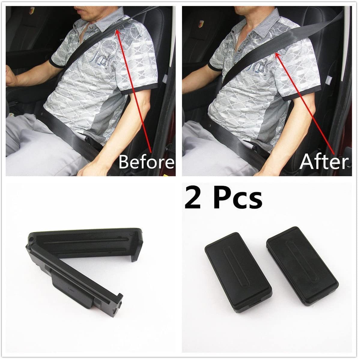 JDopption 2 Pcs Black Smart Seatbelt Adjuster Clip Buckle Shoulder Relax Neck Comfort Supports Seat Belt Clip Cover