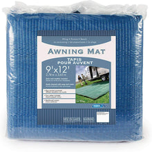 Camco Durable Reversible RV Camper Awning Mat- Mildew and Rust Resistant Help Prevents Dirt From Being Tracked - Perfect for Campsites, Beaches, Picnics 9' X 12'- Blue(42821)