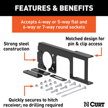 CURT 58000 Easy-Mount Vehicle Trailer Wiring Connector Mounting Bracket for 2-Inch Receiver, 4 or 5-Way Flat, 6 or 7-Way Round