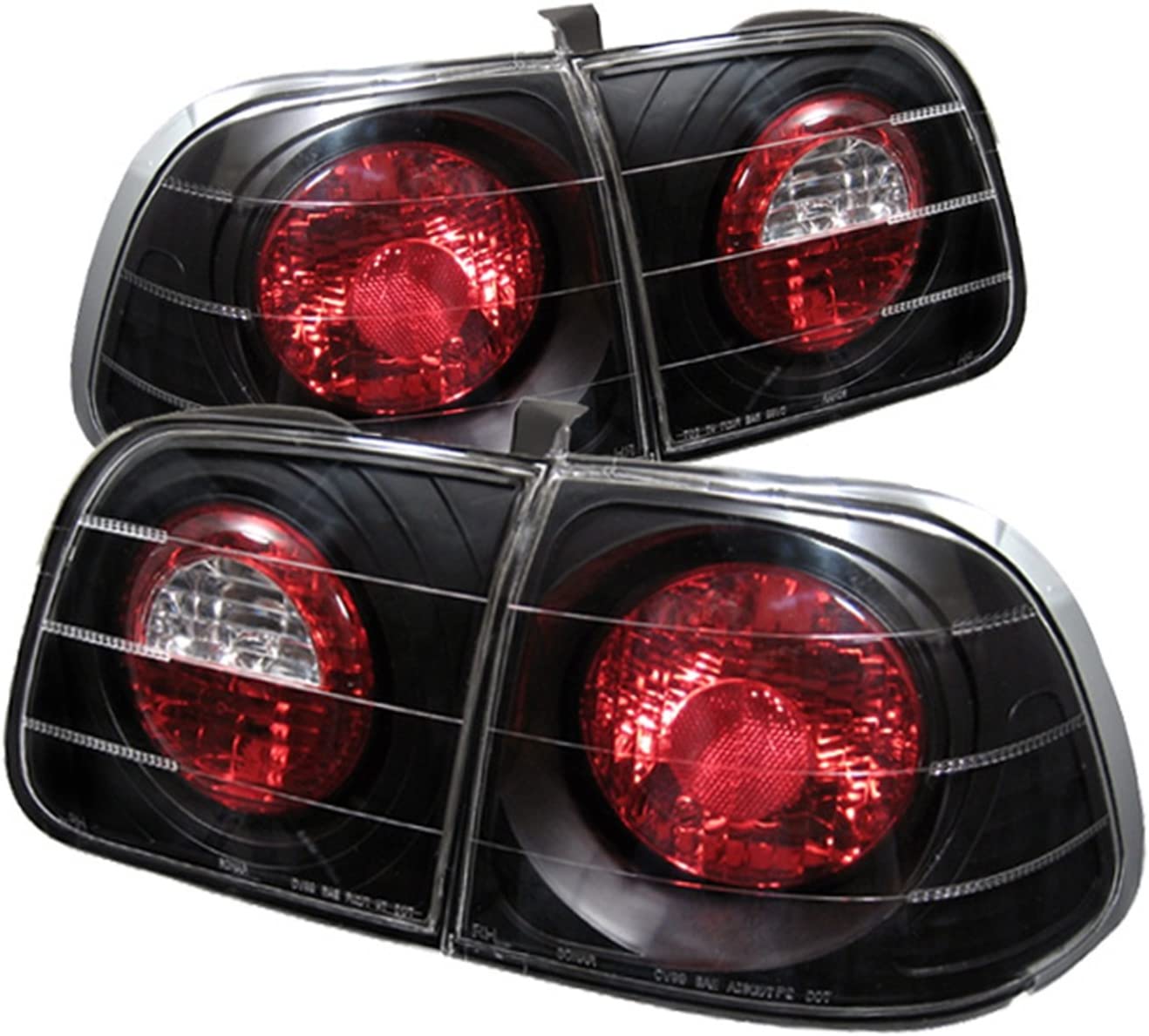 Spyder 5005076 Honda Civic 99-00 4Dr Euro Style Tail Lights - Black (Black)