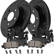 Callahan CCK02302 FRONT Powder Coated Black [2] Calipers + [2] Black Rotors + [4] Ceramic Brake Pads