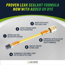 Leak Saver: Direct Inject UV - Dye Detects Large Leaks for Repair - Refrigerant Leak Sealer - For Air Conditioner and Refrigeration Systems Up to 5 Tons - USA Made
