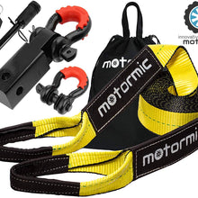 motormic Tow Strap Recovery Kit - 3" x 30ft (30,000 lbs.) Rope + 3/4" D Ring Shackles (2pcs.) + Storage Bag - Heavy Duty Straps for Winch - Truck, Car, ATV, Off Road Vehicle Towing