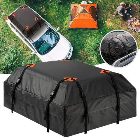Desire Sky Car Roof Bag Cargo Carrier, 15 Cubic Feet Waterproof Rooftop Luggage Bag Vehicle Softshell Carriers with 6 Reinforced Straps and Storage Carrying Bag for All Vehicle with/Without Rack