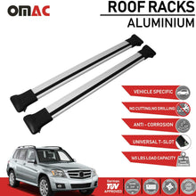 OMAC Roof Racks Cross Bars Carrier Cargo Racks Rail Aluminium Silver Set 2 Pcs for Mercedes GLK X204 2010-2015