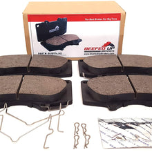 Beefed Up Brakes Premium Heavy Duty Front Ceramic Brake Pad Kit w/hardware and grease Compatible with Toyota 4Runner, Toyota FJ Cruiser, Toyota Tacoma 4wd, Toyota Tundra