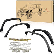 YITAMOTOR Steel Fender Flares Kit Compatible for 2007-2018 Jeep Wrangler Unlimited JK (2/4 Doors), Heavy-duty Off Road Style Front Rear Flat, 4 Pack