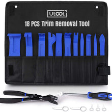 UTOOL Trim Removal Tool Kit Pro 18pcs for Auto Car Door Trim Panel Removal with Clip Fastener Remover Pliers and Radio Audio Stereo Removal Tools Blue