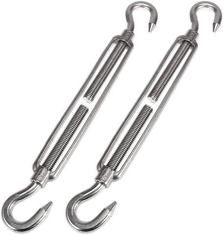 X AUTOHAUX 2pcs M12x1.75 Car 304 Stainless Steel Hook and Hook Turnbuckle Wire Rope Tension
