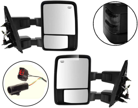 Auto Express Towing Mirrors Powered for Ford F250 F350 F450 F550 Left Right Driver & Passenger Side Tow – Smoke Signal