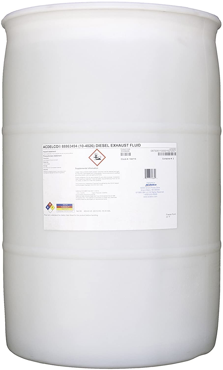 ACDelco 10-4026 Diesel Exhaust Emissions Reduction (DEF) Fluid - 55 gal Drum