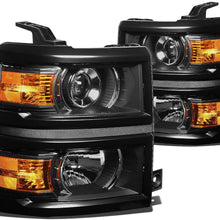 Black Housing Amber Corner Projector Headlight Headlamp for Chevy Silverado 1500 2014-2015