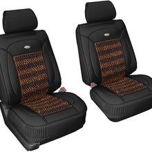 FH Group PU203102 Premium Leather Seat Leather Cushion Pad Seat Covers w. Cooling Rosewood Beads, Brown-Fit Most Car, Truck, SUV, or Van