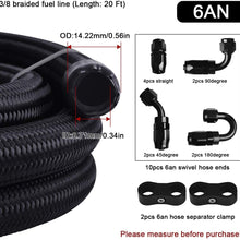 EVIL ENERGY 20Ft 6AN 3/8" Fuel Line Fitting Kit Nylon Braided CPE Oil Hose Universal Black