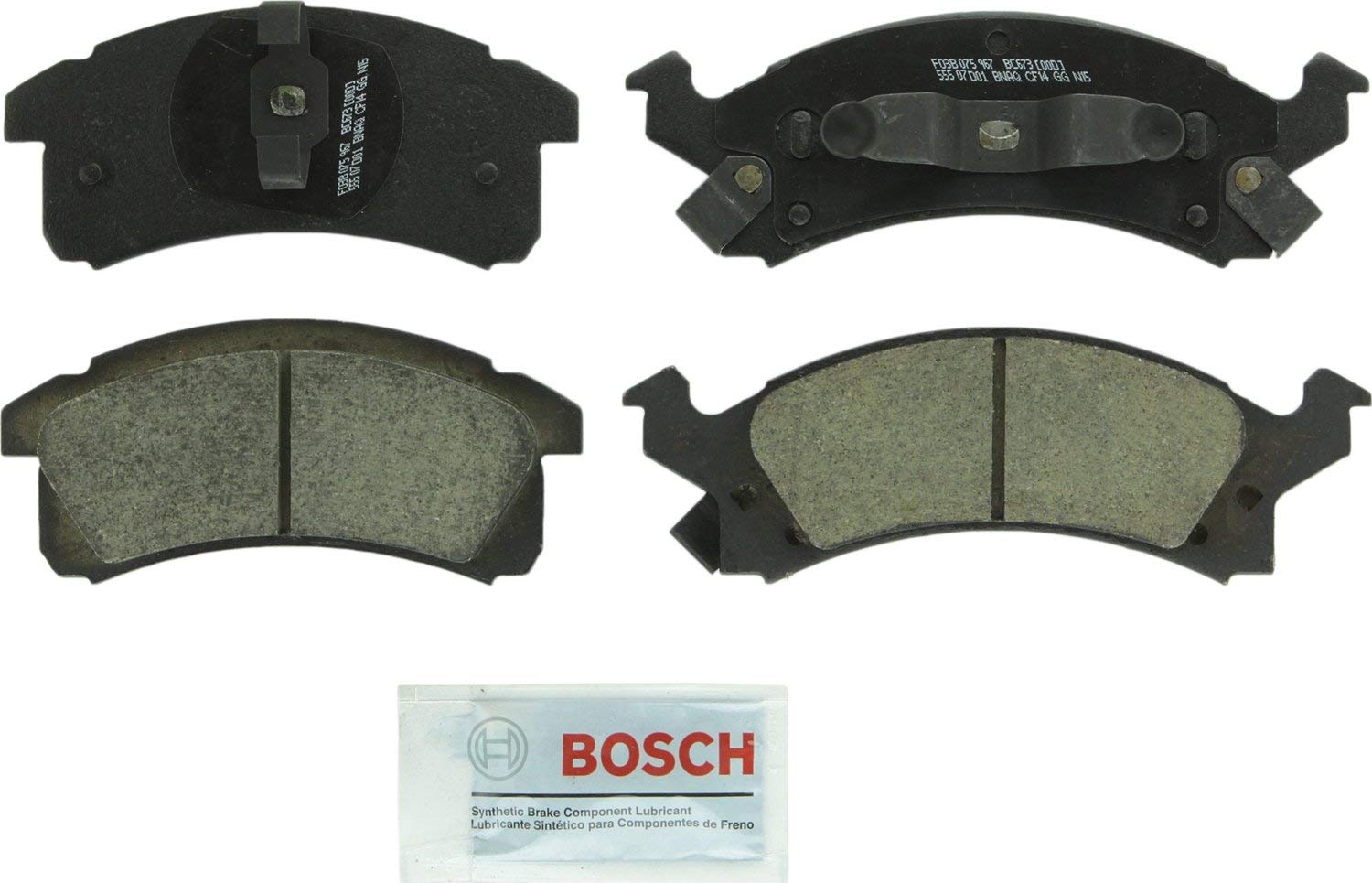 Bosch BC673 QuietCast Premium Ceramic Disc Brake Pad Set For 1996-2001 Chevrolet Cavalier and 1996-2001 Pontiac Sunfire; Front