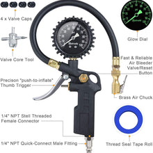 AstroAI Tire Inflator with Pressure Gauge, 100 PSI Air Chuck and Compressor Accessories Heavy Duty with Large 2.5" Easy Read Glow Dial, Durable Rubber Hose and Quick Connect Coupler