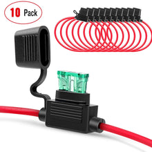 Nilight 10 Pack NI-FH01 Inline Holder 14AWG Wiring Harness ATC/ATO 30AMP Blade Automotive Fuse Holder-10, 2 Years Warranty