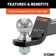 CURT 45041 Trailer Hitch Mount with 2-5/16-Inch Ball & Pin, Fits 2-Inch Receiver, 7,500 lbs, 2-In Drop