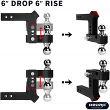 oEdRo Adjustable Trailer Hitch Ball Mount/Forged Aluminum Shank, 2" Receiver/6" Drop 2" & 2-5/16" Combo Tow Balls w/Double Pin Key Locks, 12500 lbs, Anodized Black