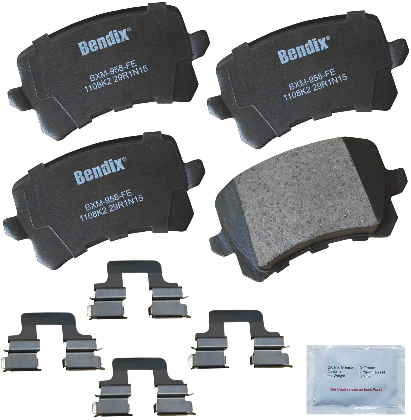 Bendix Premium Copper Free CFM1108K2 Premium Copper Free Semi-Metallic Brake Pad (with Installation Hardware Rear)