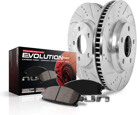 Power Stop K7729 K7717 Z23 Evolution Rear Kit-Drilled/Slotted Rotors and Carbon-Fiber Ceramic Brake Pads
