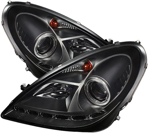 Spyder 5032546 Mercedes Benz SLK 05-10 Projector Headlights - Halogen Model Only (Not Compatible With Xenon/HID Model) - DRL - Black - High H1 (Included) - Low H7 (Included)