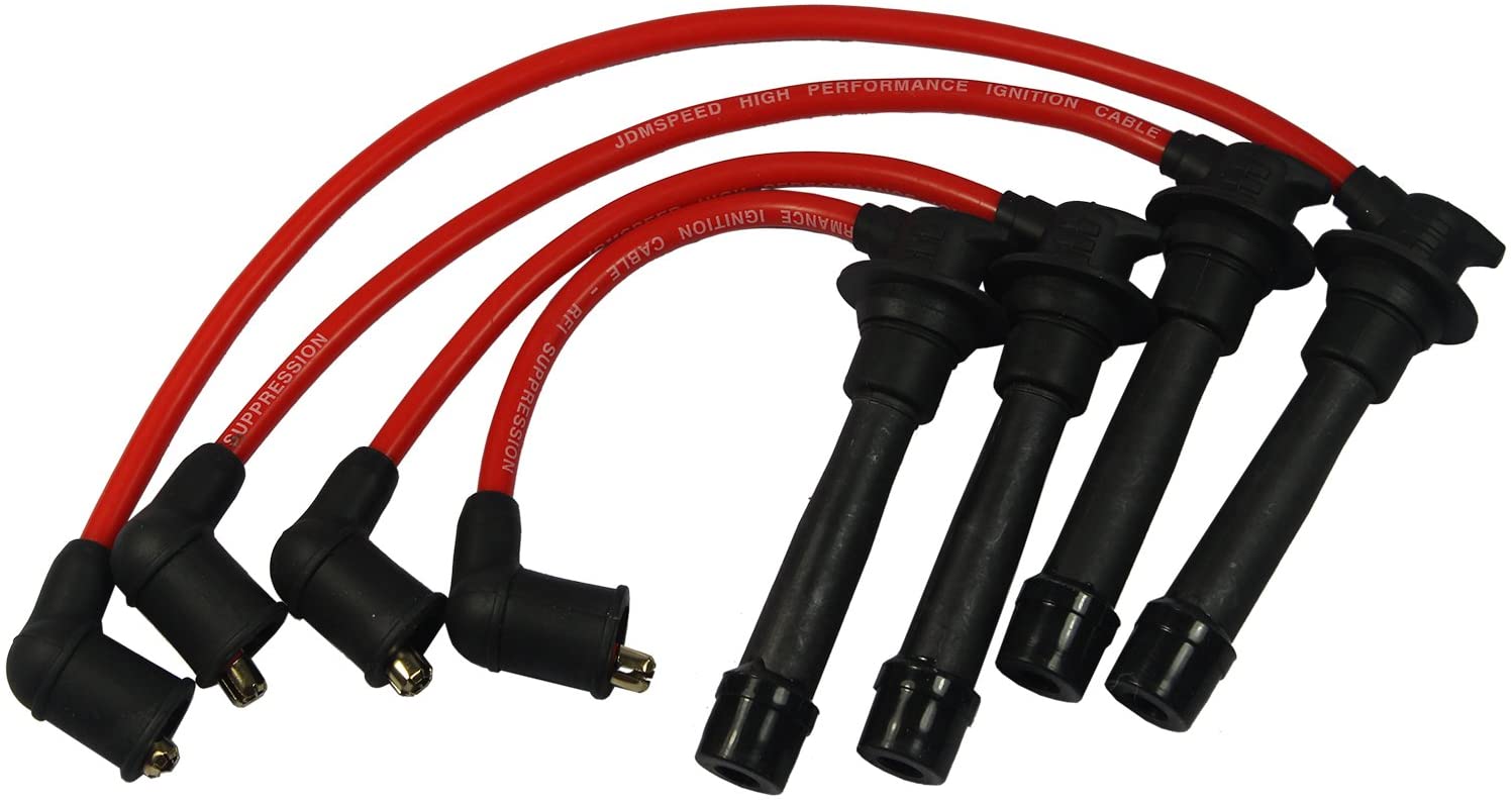 JDMSPEED New Red Ignition Spark Plug Wires Set Replacement For Mazda Miata 1.6L 1.8L 90-00