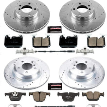 Power Stop K6654 Front & Rear Brake Kit with Drilled/Slotted Brake Rotors and Z23 Evolution Ceramic Brake Pads