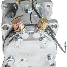 Top Street Performance HC5004C A/C Compressor with Silver Clutch (Chromed Serpentine-Belt Sanden 508 R134A Type)