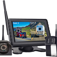 Wireless Backup Camera System with Rear & Side View Camera,720P Reverse Backup Camera Kit with 5” Monitor Support Split Screen, Waterproof IP69K,for RV Trailer,5th Wheels,Tractor,Forklift (1 Rear View Cam+1 Side Cam)