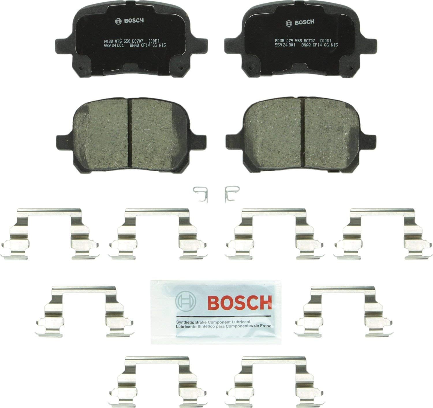 Bosch BC707 QuietCast Premium Ceramic Disc Brake Pad Set For: Lexus ES300, RX300; Toyota Avalon, Camry, Solara, Front