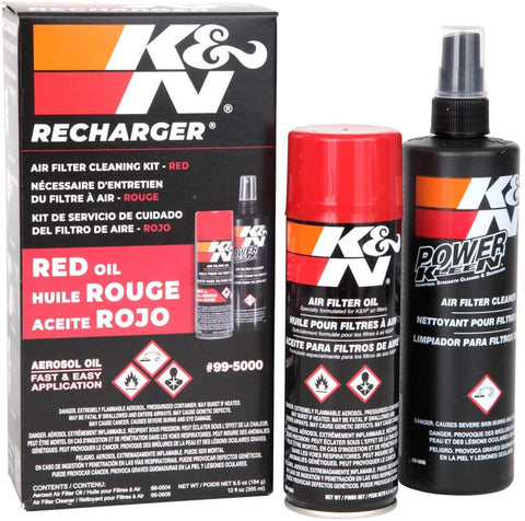 K&N Air Filter Cleaning Kit: Aerosol Filter Cleaner and Oil Kit; Restores Engine Air Filter Performance; Service Kit-99-5000
