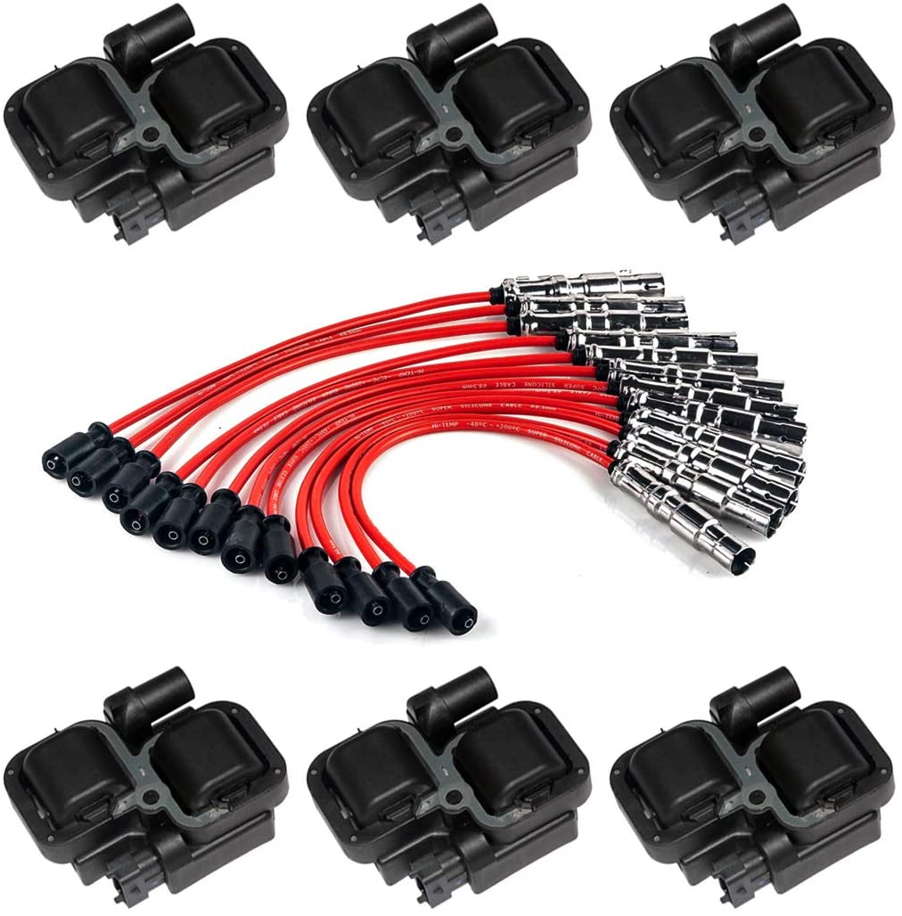 MAS Ignition Coils with Plug Wire Sets Compatible with Mercedes-Benz C CL CLK ML Class 1997-2009 OEM# UF359 5C1226