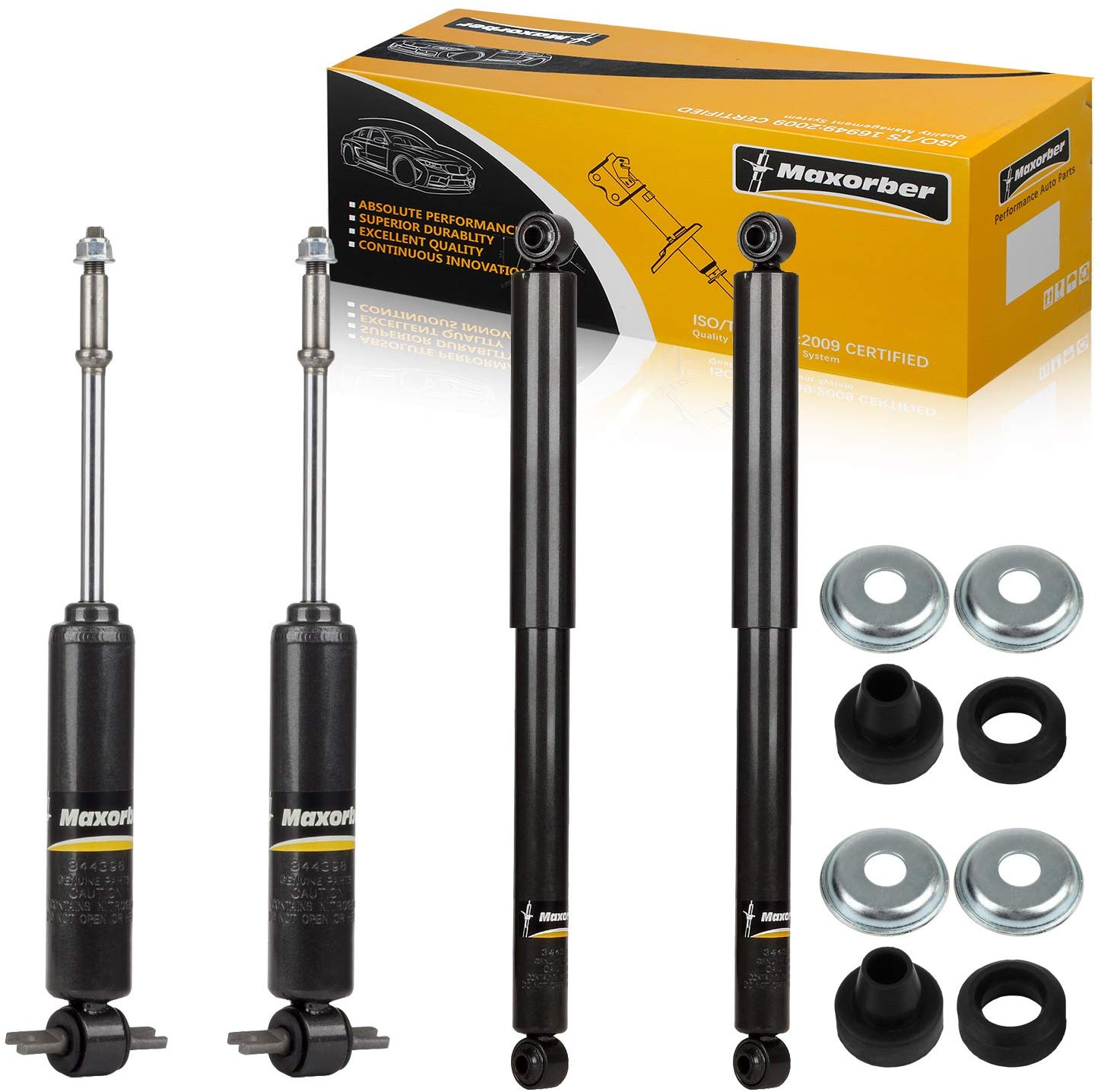 Maxorber Front Rear Shocks Struts Absorber Left Right Driver Passenger Side Compatible with Dodge Ram 1500 2WD RWD 2002 2003 2004 2005 2006 2007 2008 Shock Absorber 344398 344385 37206 37207