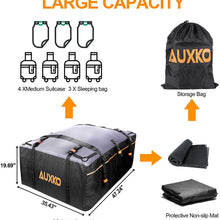 AUXKO Car Rooftop Cargo Carrier Roof Bag, 20 Cubic Feet Waterproof Military Soft Roof Top Luggage Carrier Bag Heavy Duty Truck Bed Cargo Bag Fits All Vehicle with/Without Rack