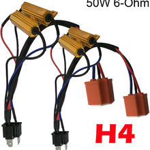 H4 9003 50W 6Ohm LED Light Bulb Load Resistor Adapter Decoder Equalizer Warning Canceller Fix Flashing/Flickering/Blinking Error Free For Headlight Fog Light DRL Turn Single Light, Pack of 2