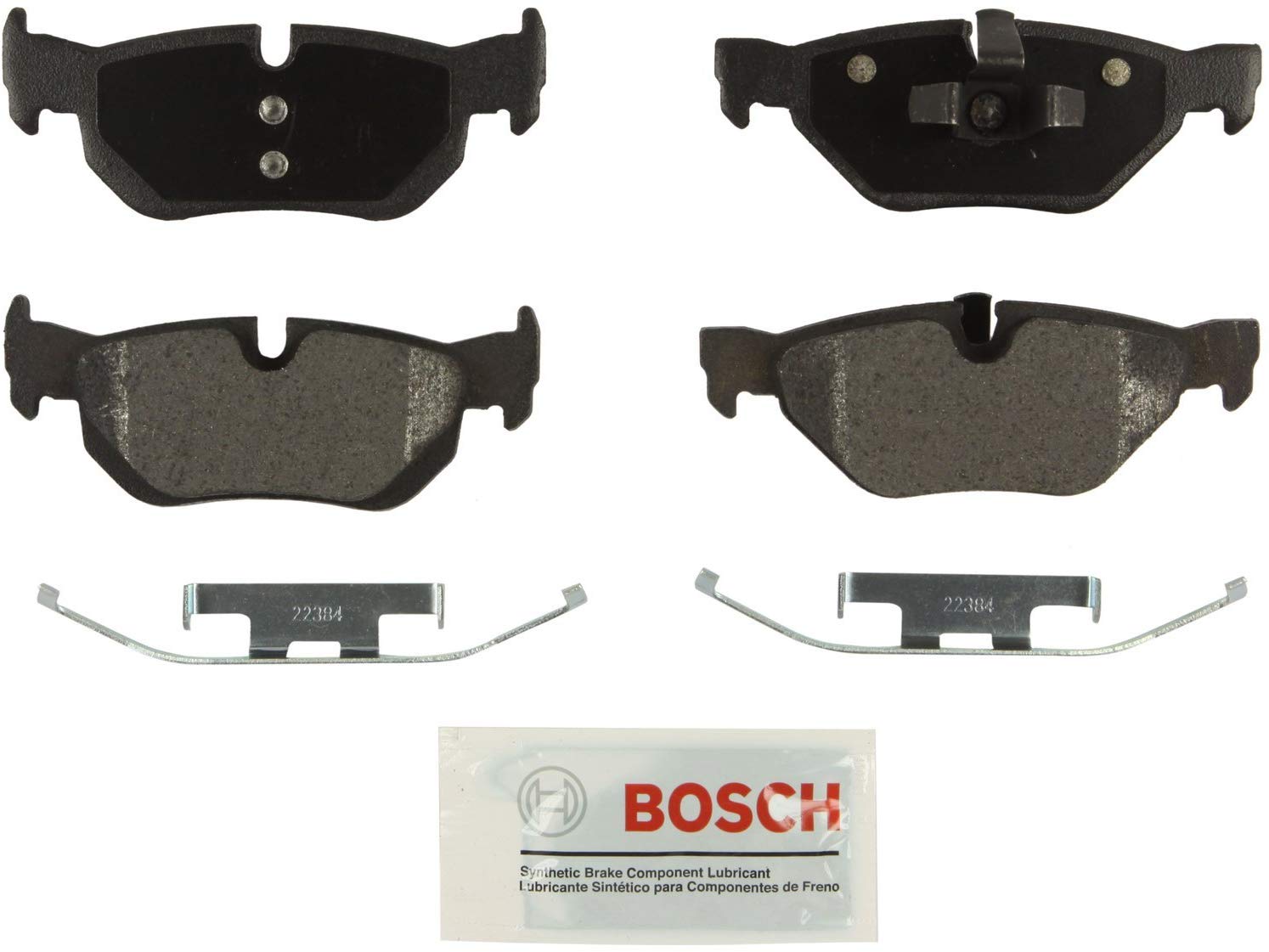 Bosch BE1171H Blue Disc Brake Pad Set with Hardware for Select 2006-13 BMW 125i, 323i, 325i, and 325xi - REAR